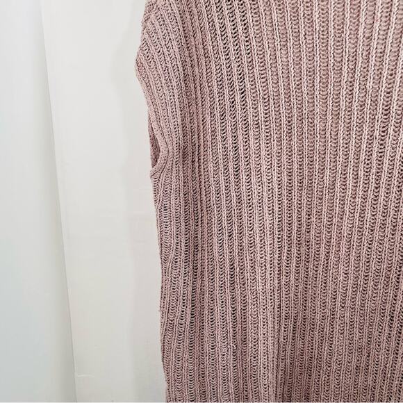 Free People Mauve Taupe Knit Open Front Sweater Shrug Vest Small Cotton Linen - Picture 7 of 11